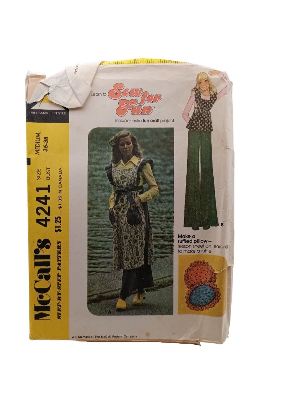 Vintage McCalls 4241 Misses Jumper Apron Sewing Pattern Medium 36-38 Bust Includ